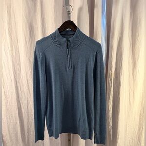 Smartwool Men’s Merino Wool Quarter-Zip Sweater, Light Blue, Size M